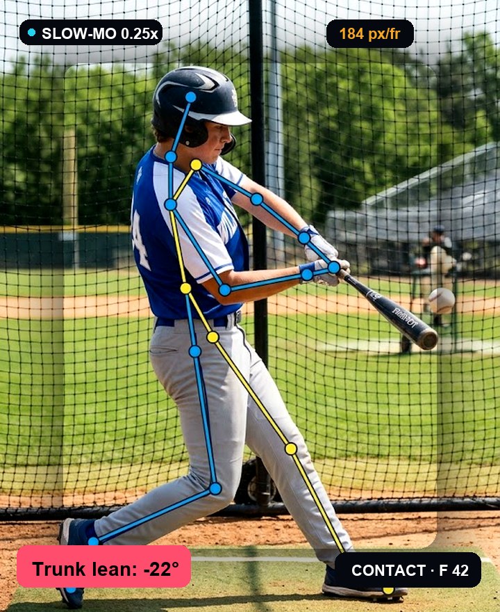 High school hitter with pose tracking overlay